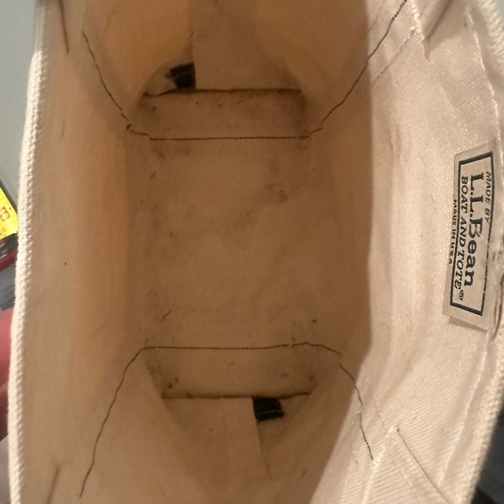 LL Bean Canvas Tote Bag with Green Straps - Picture 3 of 3